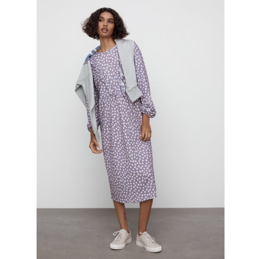 Zara purple and white polka dot dress